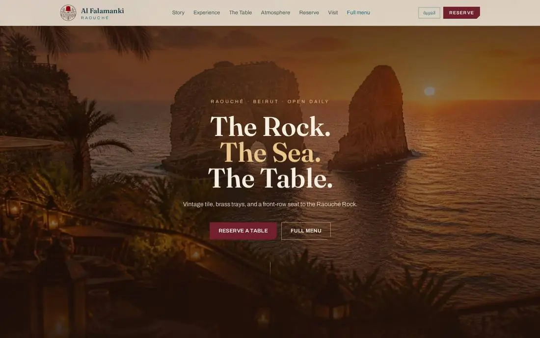 Restaurant website concept by Karnibo Web Studio showing a mobile-friendly menu and reservation section